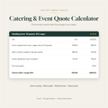 Catering and event quote calculator spreadsheet with price per guest