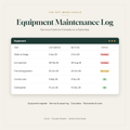 Equipment Maintenance Log spreadsheet for restaurants showing service due dates and Overdue alerts