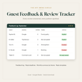 Guest Feedback & Review Tracker spreadsheet for restaurants showing reviews and reply status