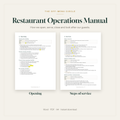 Restaurant Operations Manual SOP template pages for opening and steps of service