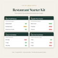 Restaurant Starter Kit: menu costing, supplier prices, labour rota and cash-up spreadsheets